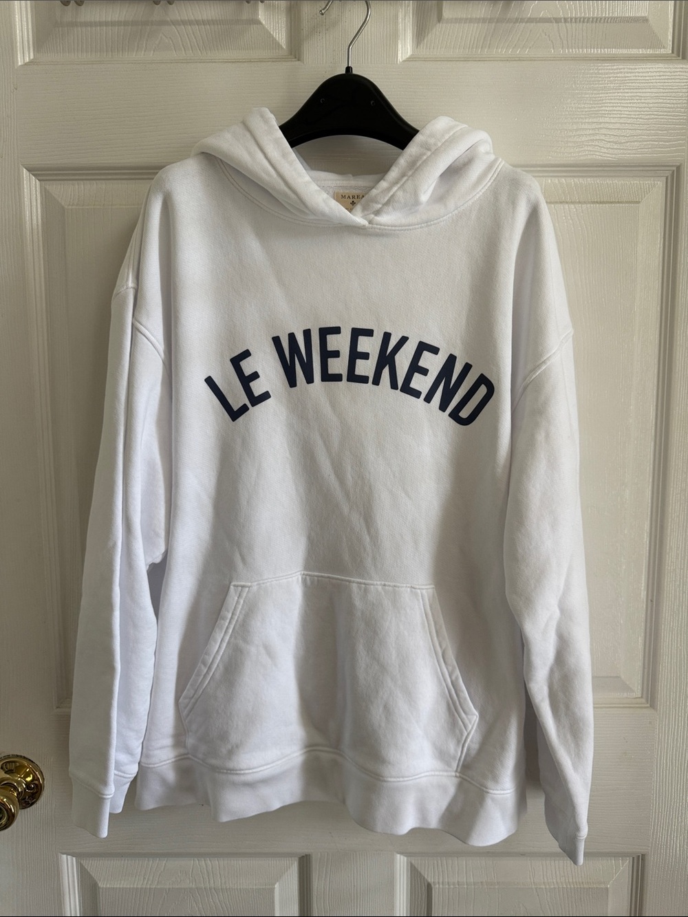 NWT Marea by Liz Joy White ‘LE WEEKEND' Hoodie Sweatshirt